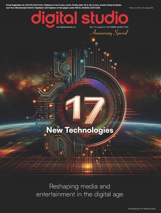 Digital Studio India magazine cover highlighting new broadcast technologies and media production advancements.
