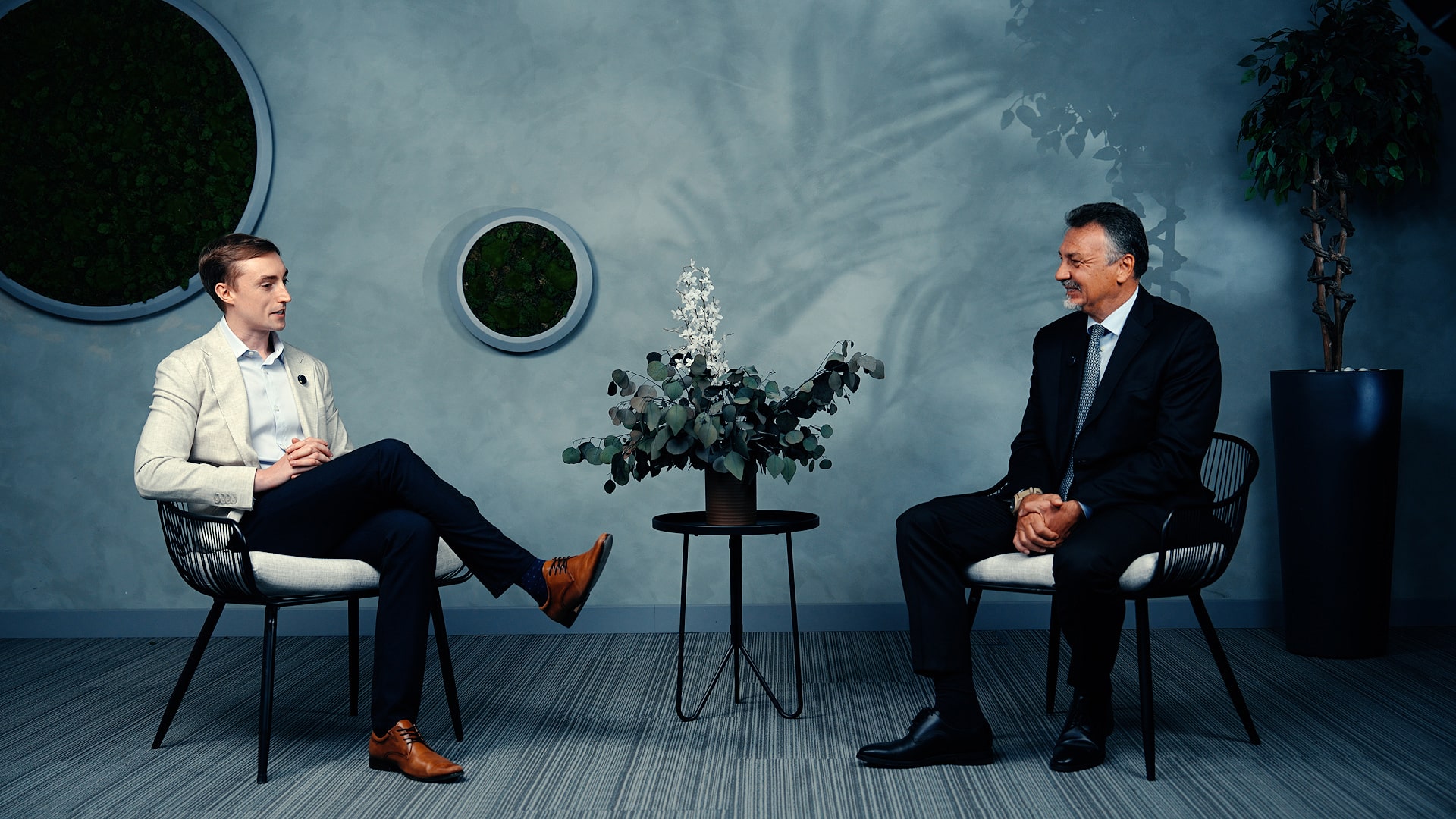 Aviation industry leaders in filmed interview for Aviation Business Middle East video series.