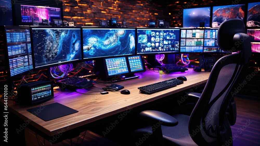 Modern broadcast control room with multiple screens and editing consoles representing Digital Studio India video and production technology.